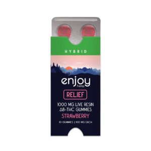 Live Resin Relief Delta 8 THC 1000mg Gummies (Hybrid-Infused Strawberry) - (100 mg Each | 10 Gummies) by Enjoy